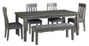 5pc Dining Table Set W/ Extension in Grey "Hallanden"