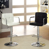 Grey Tufted Cubed Bar Stool W/Arms