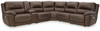 6pc Power Leather Sectional in Chocolate "Dunleith"