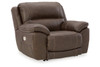 7pc Power Leather Sectional in Chocolate "Dunleith"