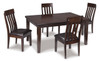 5pc Dining Set W/ Extension in Dark Brown "Haddigan"