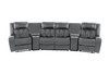 5pc Home Theater Sectional in Grey Leather