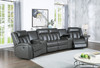 5pc Home Theater Sectional in Grey Leather