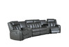 5pc Home Theater Sectional in Grey Leather