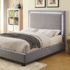 Contemporary Bed Frame w/ LED Lighting in Gray Flannelette "Erglow I" (Select Size)