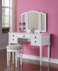 Vanity With Stool & Tri Fold Mirror (5 colors)