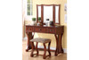 Curved Design 3-Panel Mirror Wood Vanity Set W. Stool (4 colors)