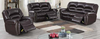 3pc Motion Living Room Set in Brown Bonded Leather