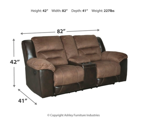 Contemporary Reclining Loveseat w/ Console in Chestnut "Earhart"
