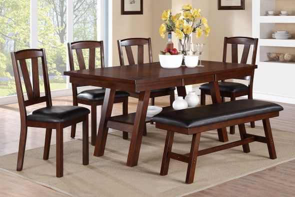 Dark Brown Solid Wood Birch Veneer Dining Table