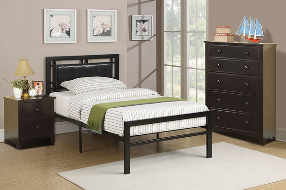 Full Metal Bed Frame in Black with Leather