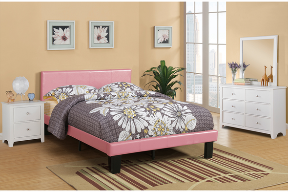 Twin Bed Frame in Pink Leather