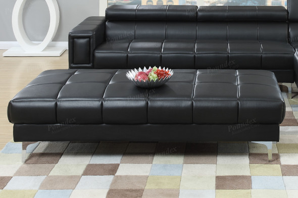 2pc Sectional w/ Cube Tufted Patterned Bonded Leather