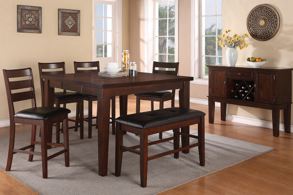 Walnut Finish Counter Height Dining Table