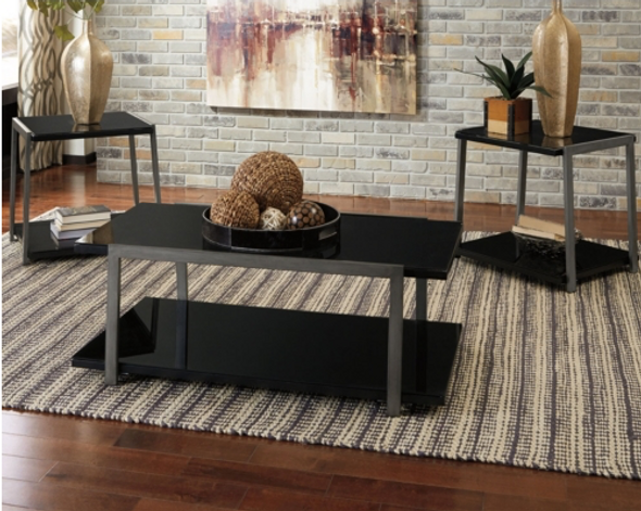 3pc Contemporary Coffee Table Set in Black "Rollynx"