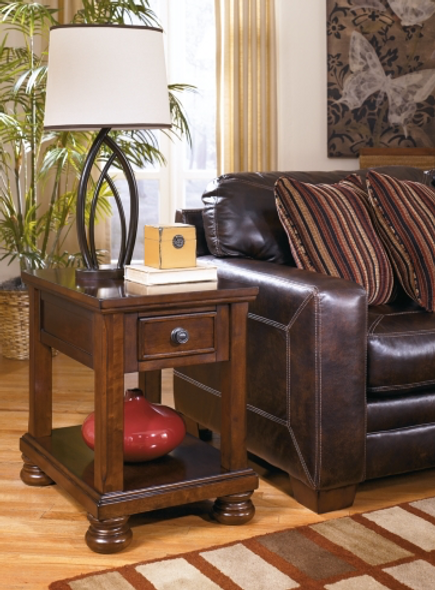 Casual End Table in Rustic Brown "Porter"