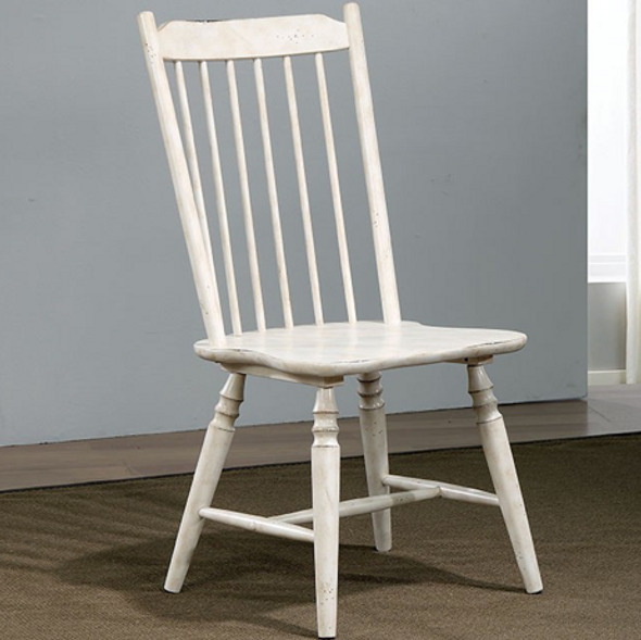 Rustic Side Chairs in Antique White "Ann Lee" Set of 2