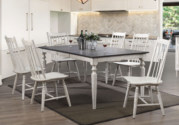 5pc Rustic Dining Table Set in Antique White "Ann Lee"