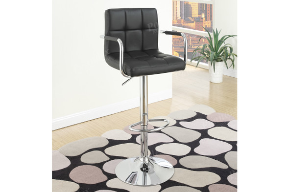 Black Tufted Cubed Bar Stool W/Arms