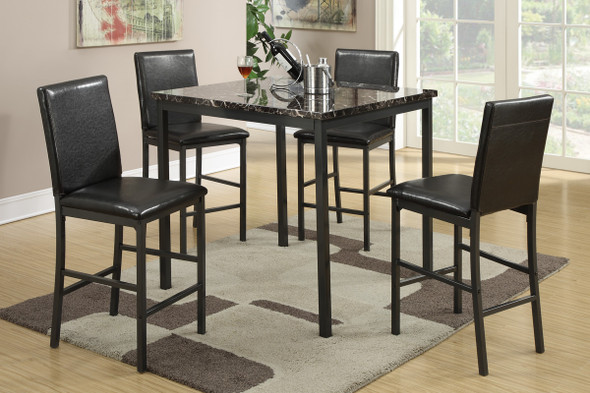 Counter Height Dining Chair in Faux Leather and Metal (Set of 4)