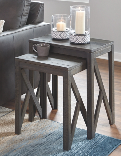 2pc Casual Nesting Table Set in Washed Gray"Emerdale"