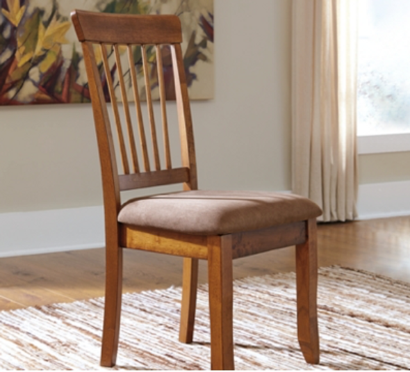 Cushioned Dining Side Chair in Rustic Brown "Berringer" Set of 2