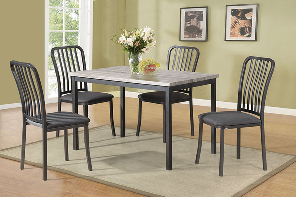 5pc Casual Dining Table Set in Gray and Faux Marble