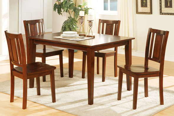 5pc Casual Dining Table Set in Medium Brown