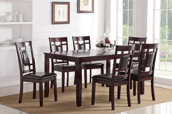 7pc Dining Table Set in Dark Brown