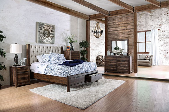 Transitional Storage Bed Frame in Beige "Hutchinson"