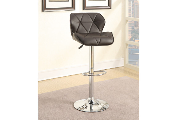 Dark Brown Bar Stool W/ Diamond Accent Stitching & Arms