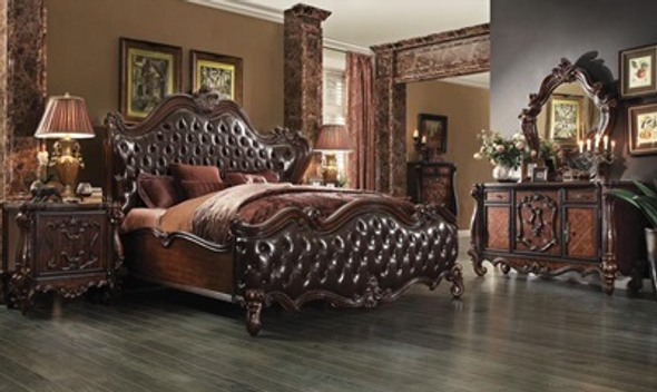 4pc Vintage Bedroom Set in Dark Brown and Cherry Oak "Versailles"
