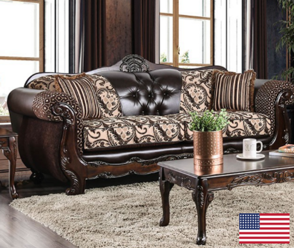 Traditional Sofa in Light Brown/Dark Brown "Quirino"