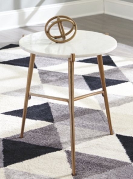 Contemporary Accent Table in White w/ Gold Finish "Chadton"