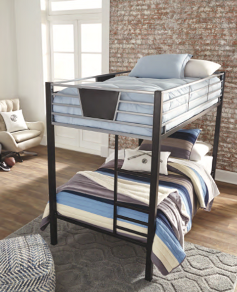 Contemporary Twin/Twin Bunk Bed in Black and Gray "Dinsmore"