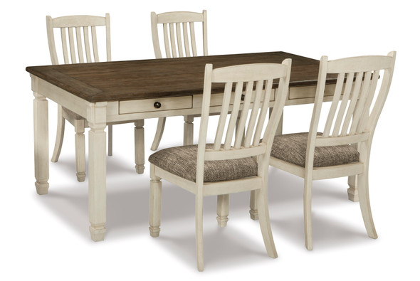 Casual Two-Tone 5pc Dining Table Set in Antique White & Weathered Oak "Bolanburg"