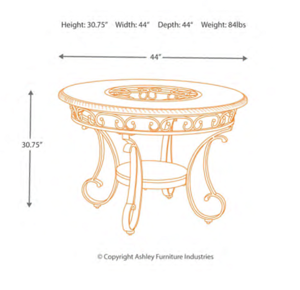 Traditional Dining Table Only in a Brown Cherry Finish "Glambrey" Traditional Dining Table Only in a Brown Cherry Finish "Glambrey"