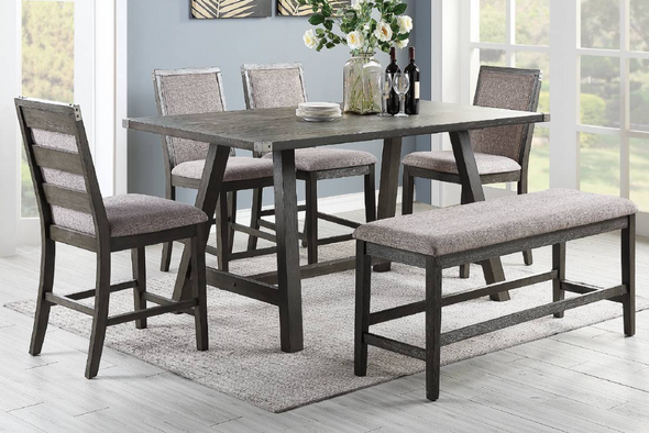 6pc Counter Height Dining Table Set in Grey