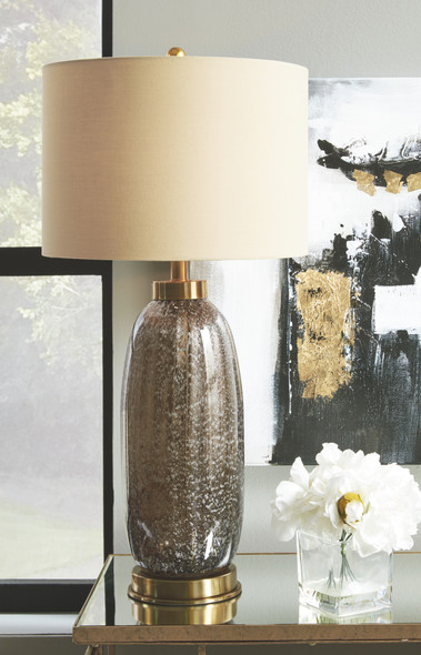 Glass Table Lamp in Taupe "Aaronby"