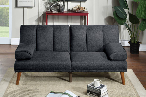 Adjustable Sofa/Futon in Black Polyfiber