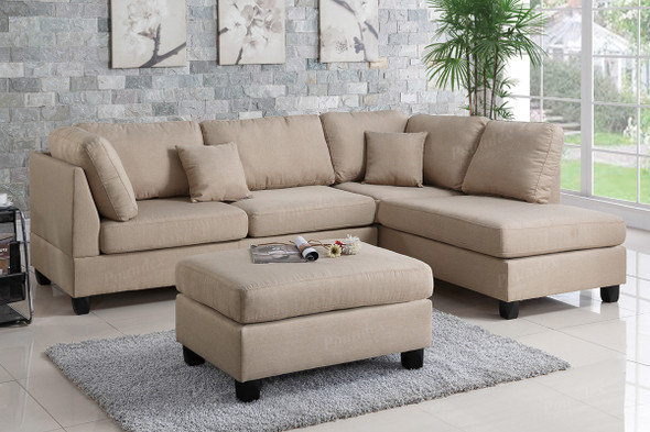2pc Sectional With Ottoman in Sand