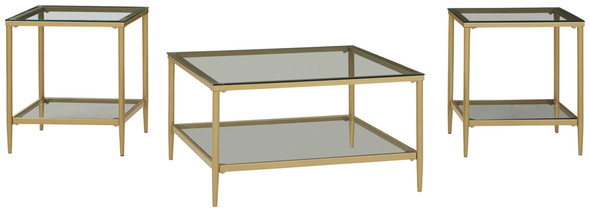 3pc Coffee Table Set in Gold Finish "Zerika"