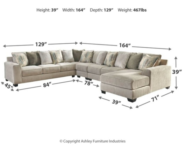 5pc Sectional in Pewter "Ardsley"