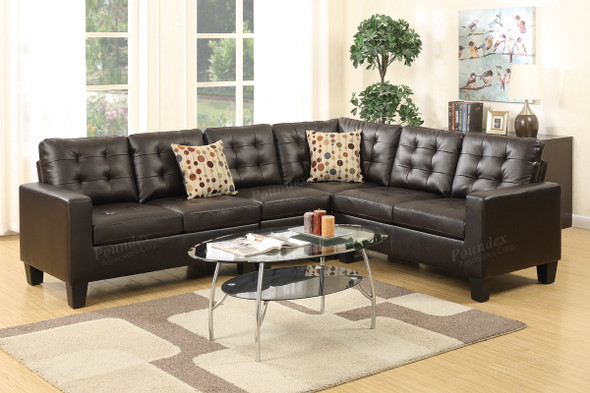 4pc Modular Sectional  in Espresso Bonded Leather