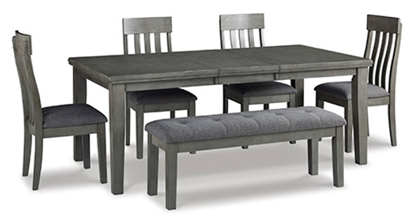 6pc Dining Table Set W/ Extension in Grey "Hallanden"