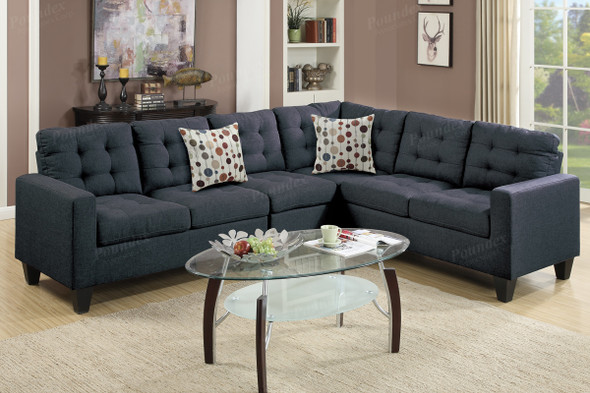 4pc Modular Sectional in Black Polyfiber