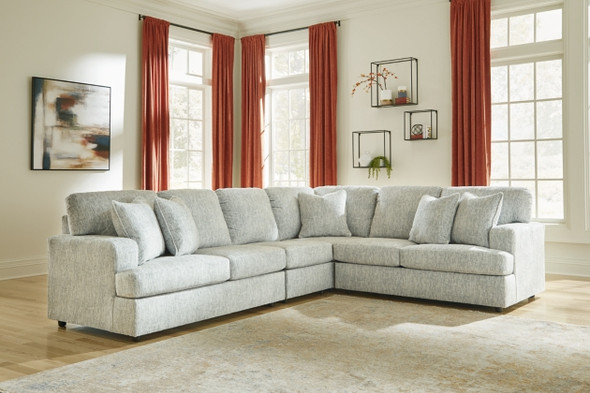 4pc Sectional in Soft Grey Fabric
