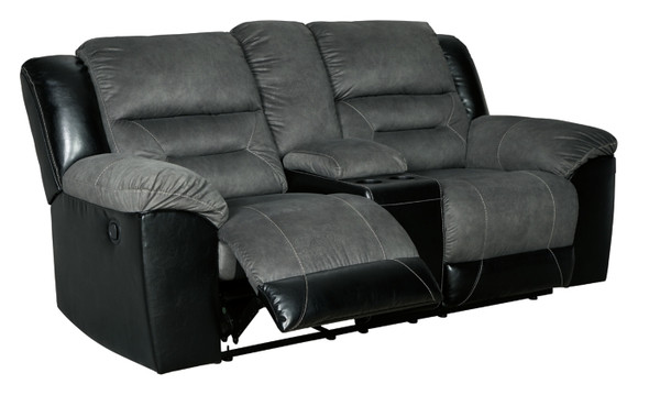 Contemporary Reclining Loveseat w/ Console in Slate "Earhart"