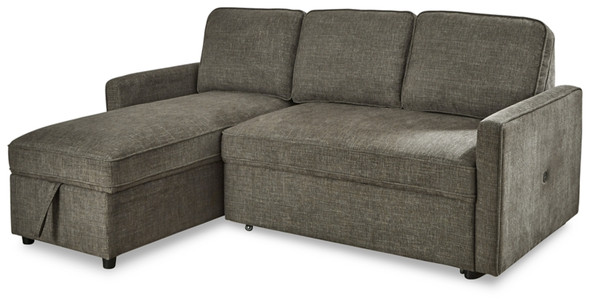 2pc Sectional with Pop Up Sleeper Bed in Charcoal "Kerle"