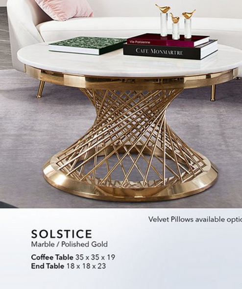 35" Round Marble Coffee Table "Solstice"